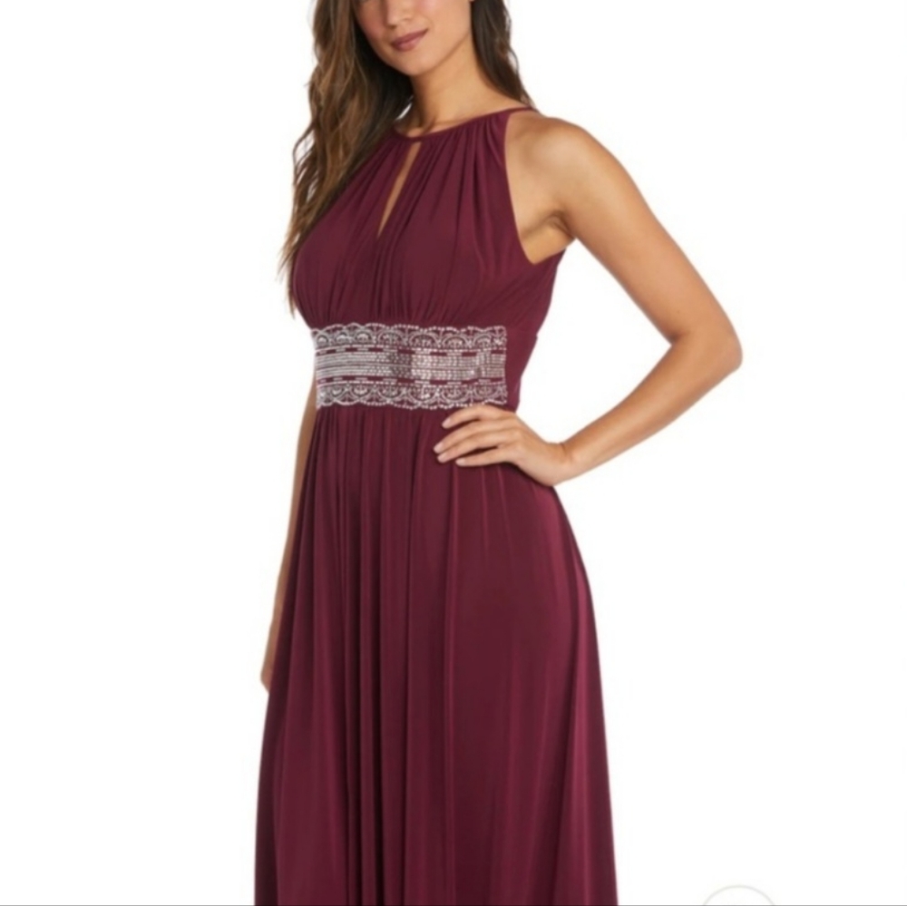 R&M Richards long Halter dress with rhinestone waistline. - Picture 4 of 4